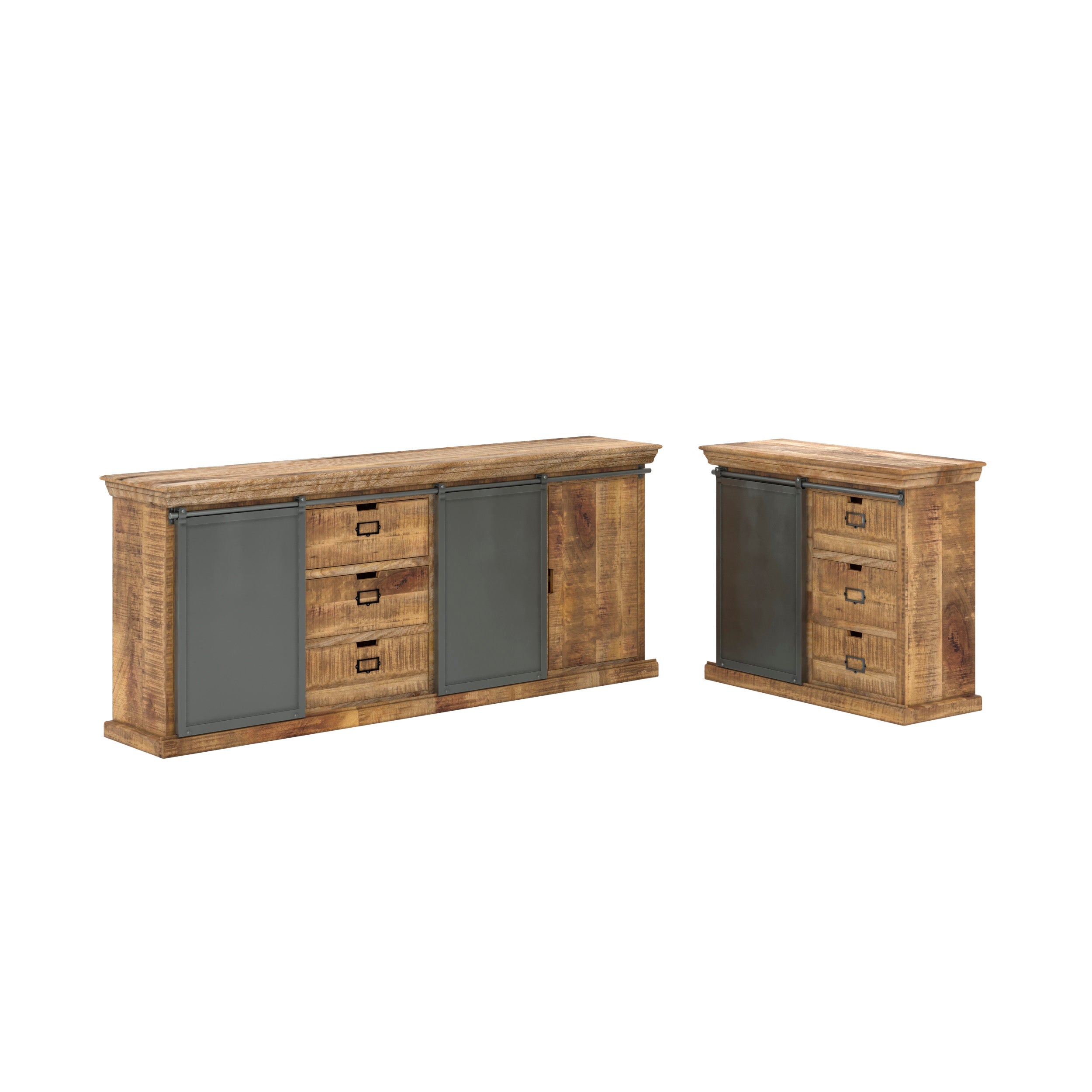 pack 2 buffets tabuk metal bois de manguier fond blanc