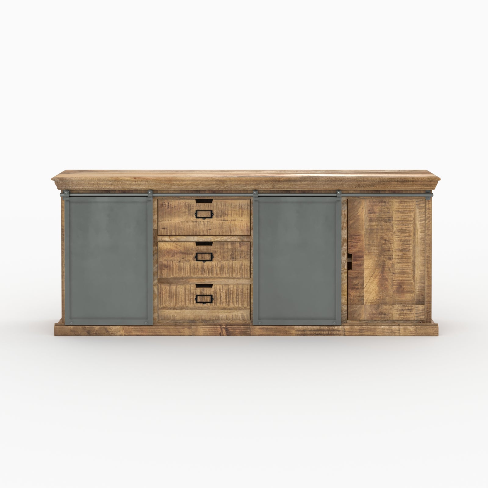 pack 2 buffets tabuk metal gris et bois de manguier