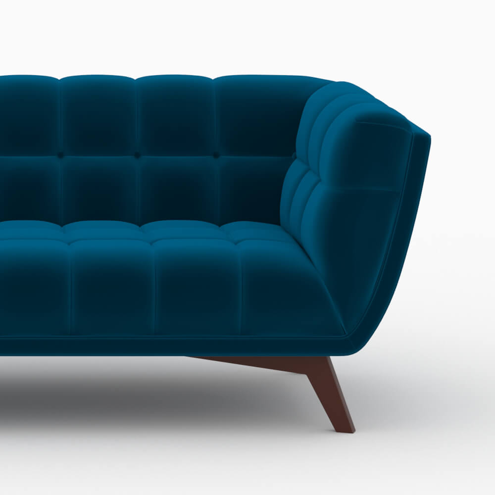 pack 2 canapes en velours bleu 5 places mona