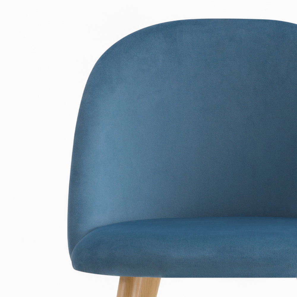 pack 4 chaises cozy en velours bleu fonce et bleu