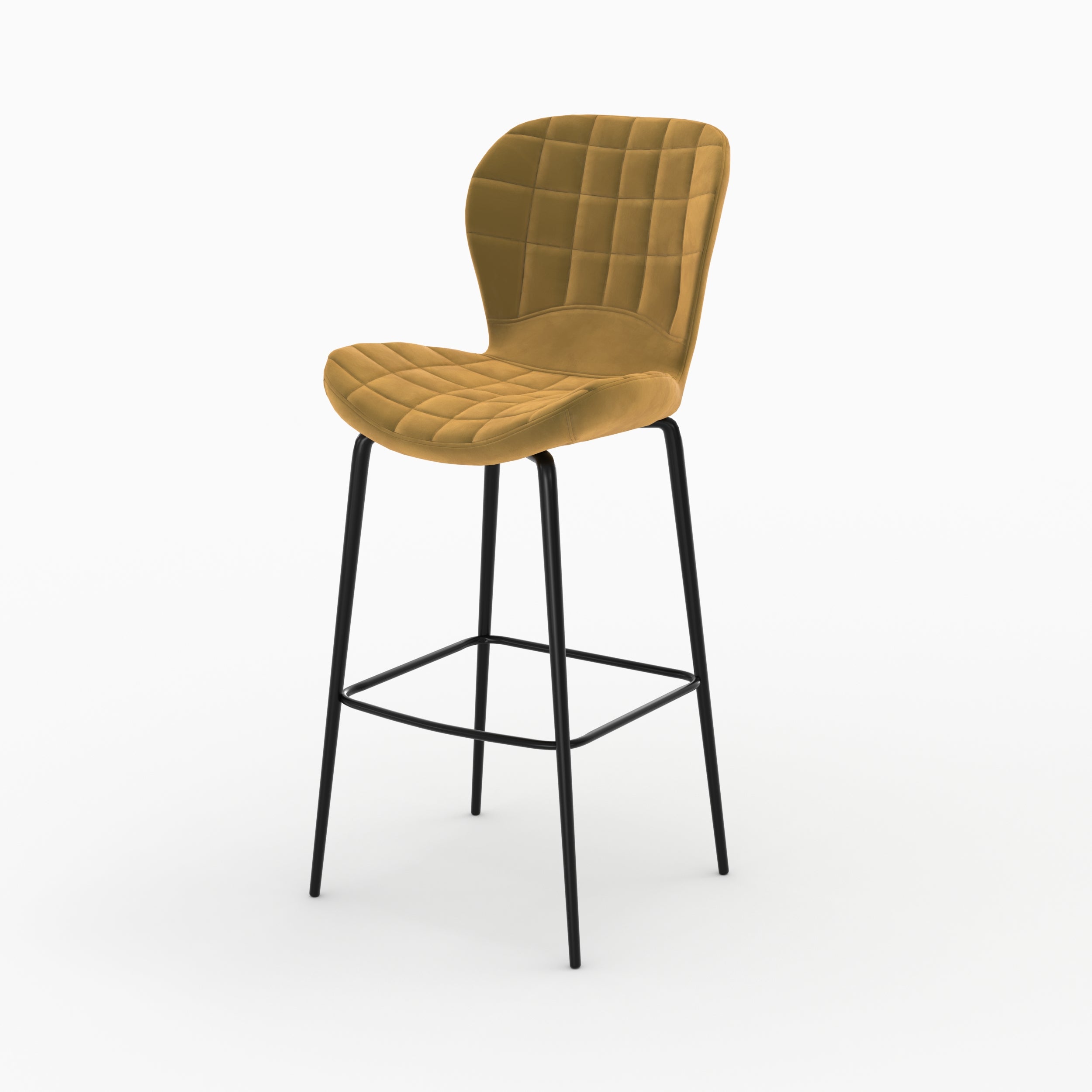 pack 4 chaises de bar mazzia velours jaune et bleu 75 cm
