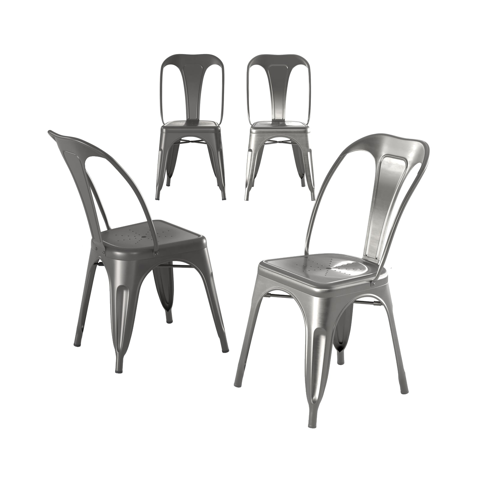 pack 4 chaises indus metal gris anthracite chrome rendez vous deco
