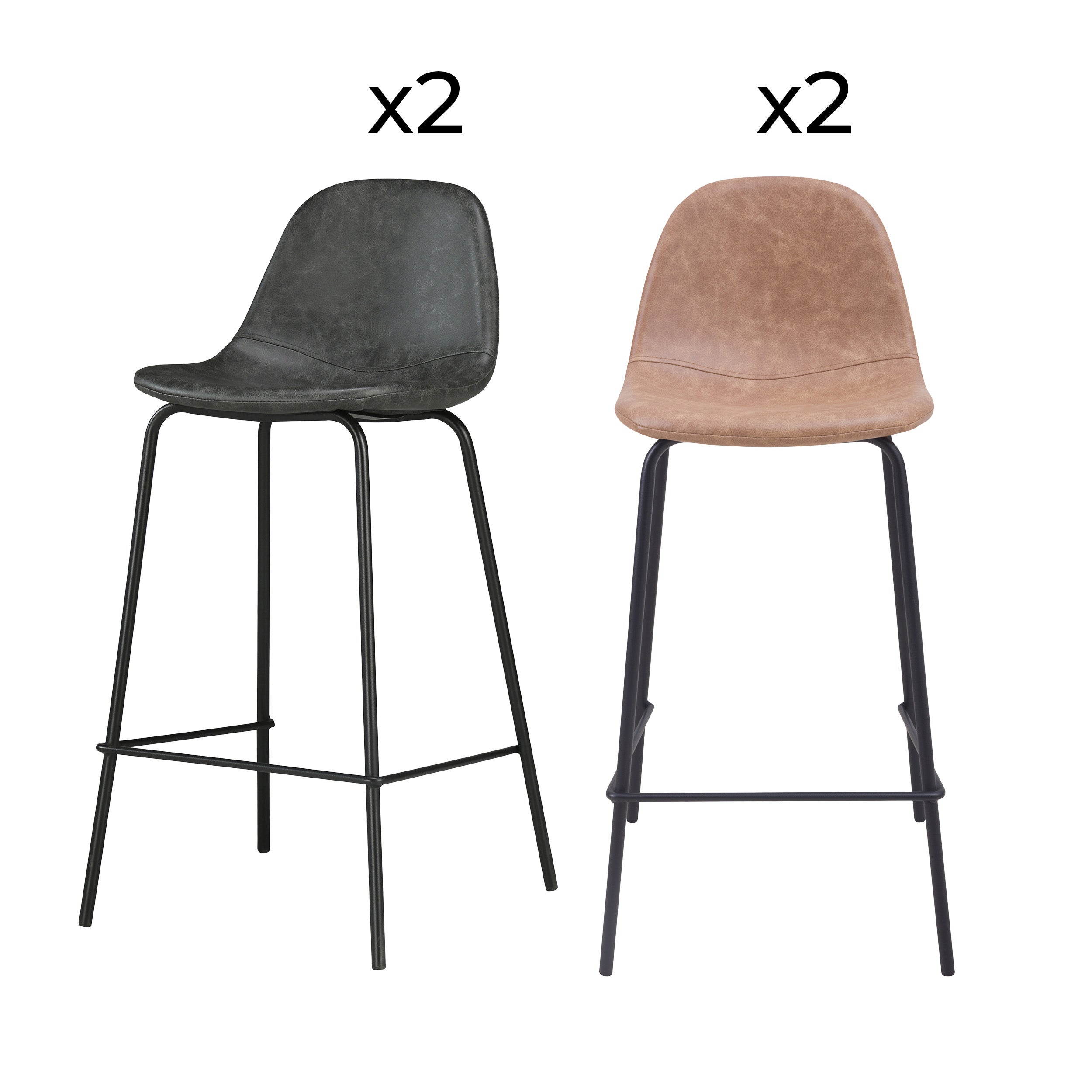 pack 4 chaises pour ilot central 65 cm taupe et gris noir henrik fond blanc