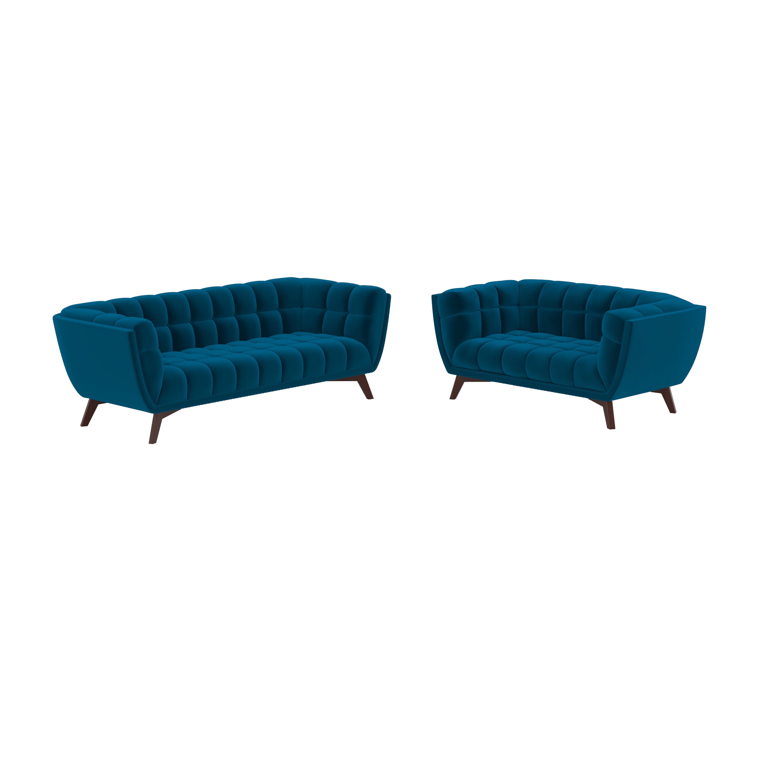 pack canape 3 places et canape 2 places velours bleu canard fond blanc_1
