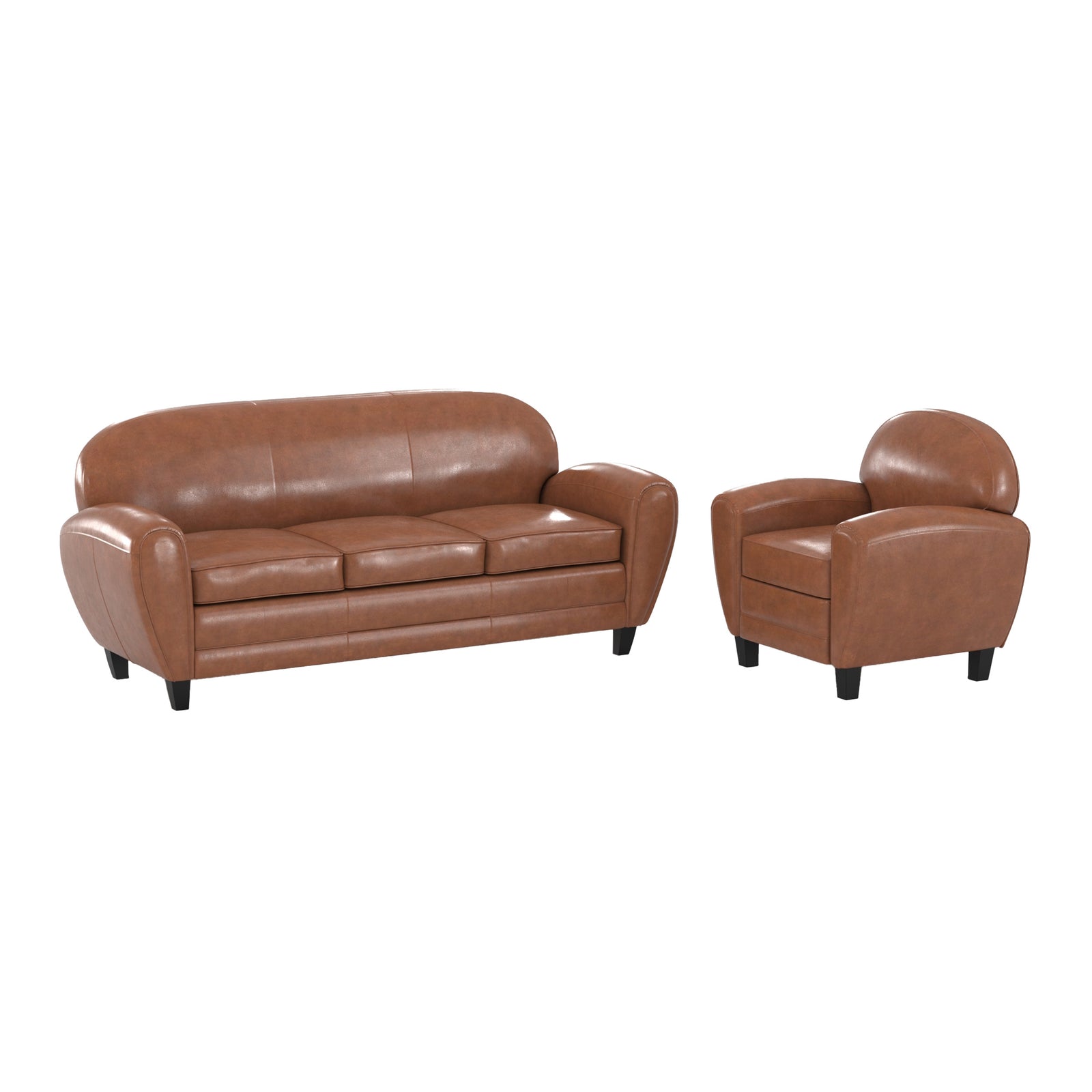 pack canape et fauteuil club camel 4 places fond blanc