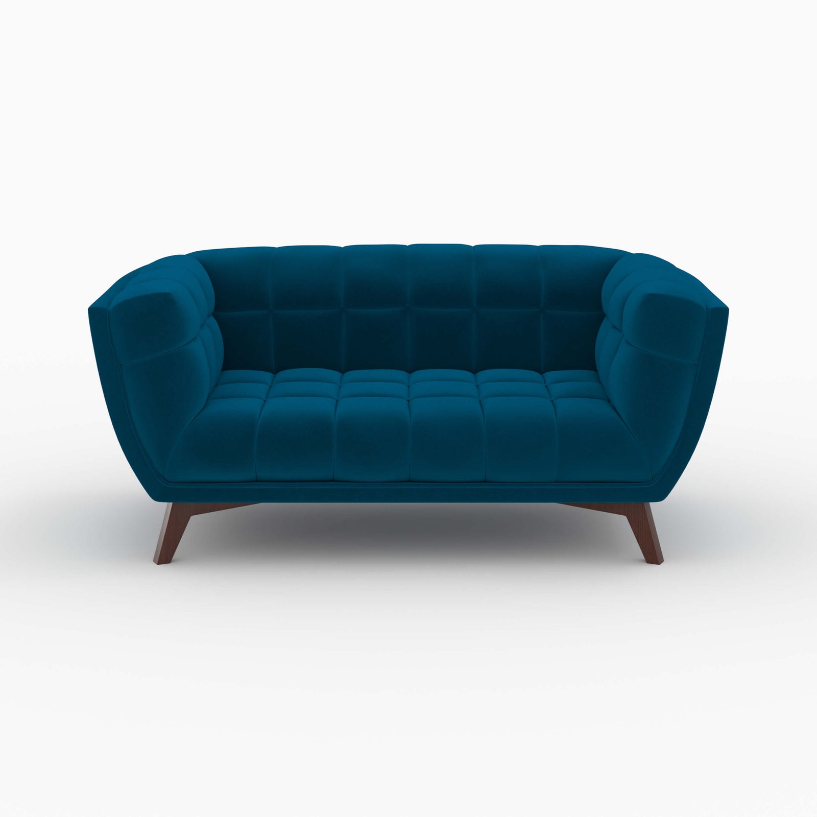 pack canape et fauteuil en velours bleu mona 3 places