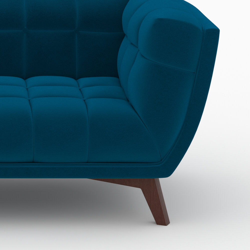 pack canape fauteuil velours bleu mona 3 places