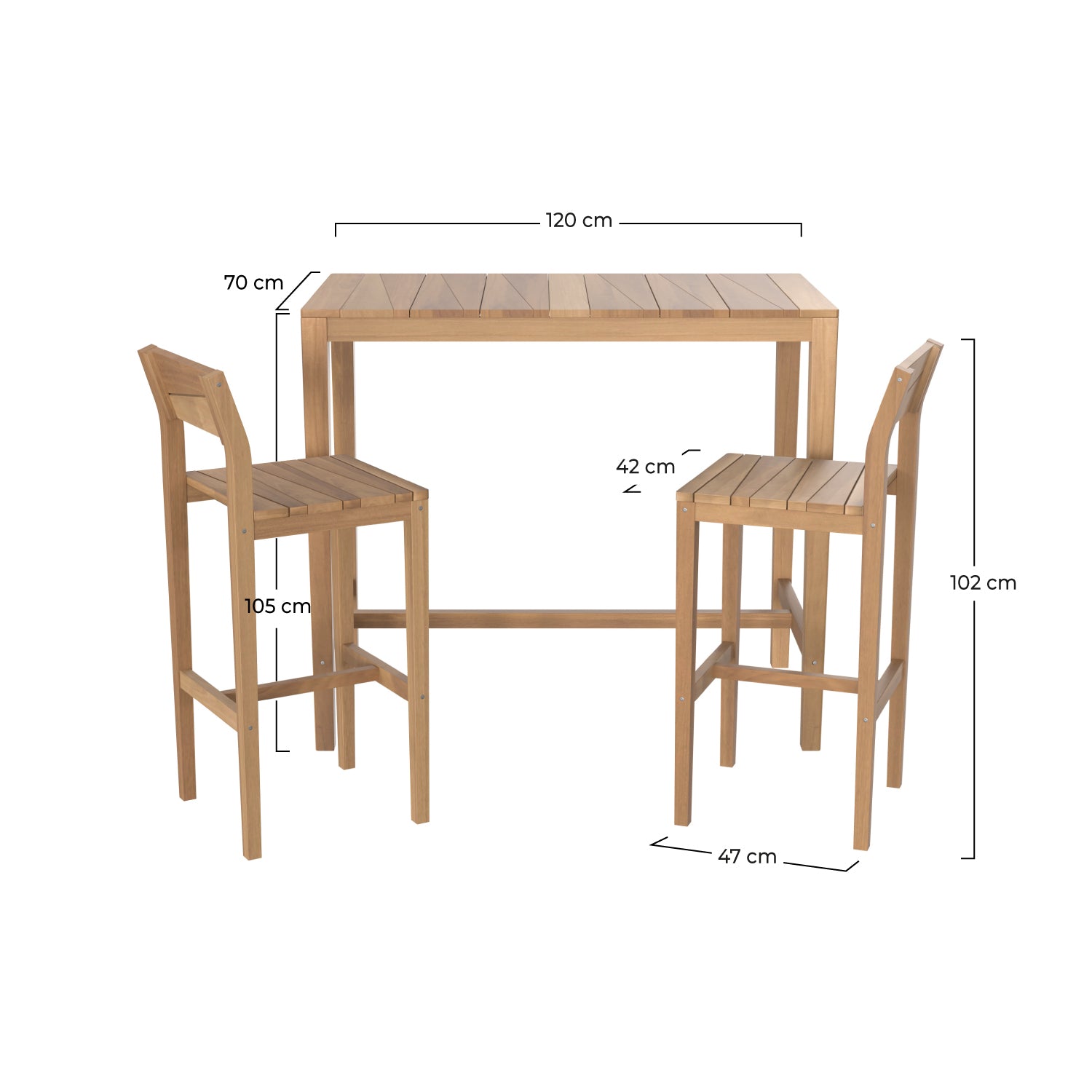 pack chaises de bar et table de bar tunga