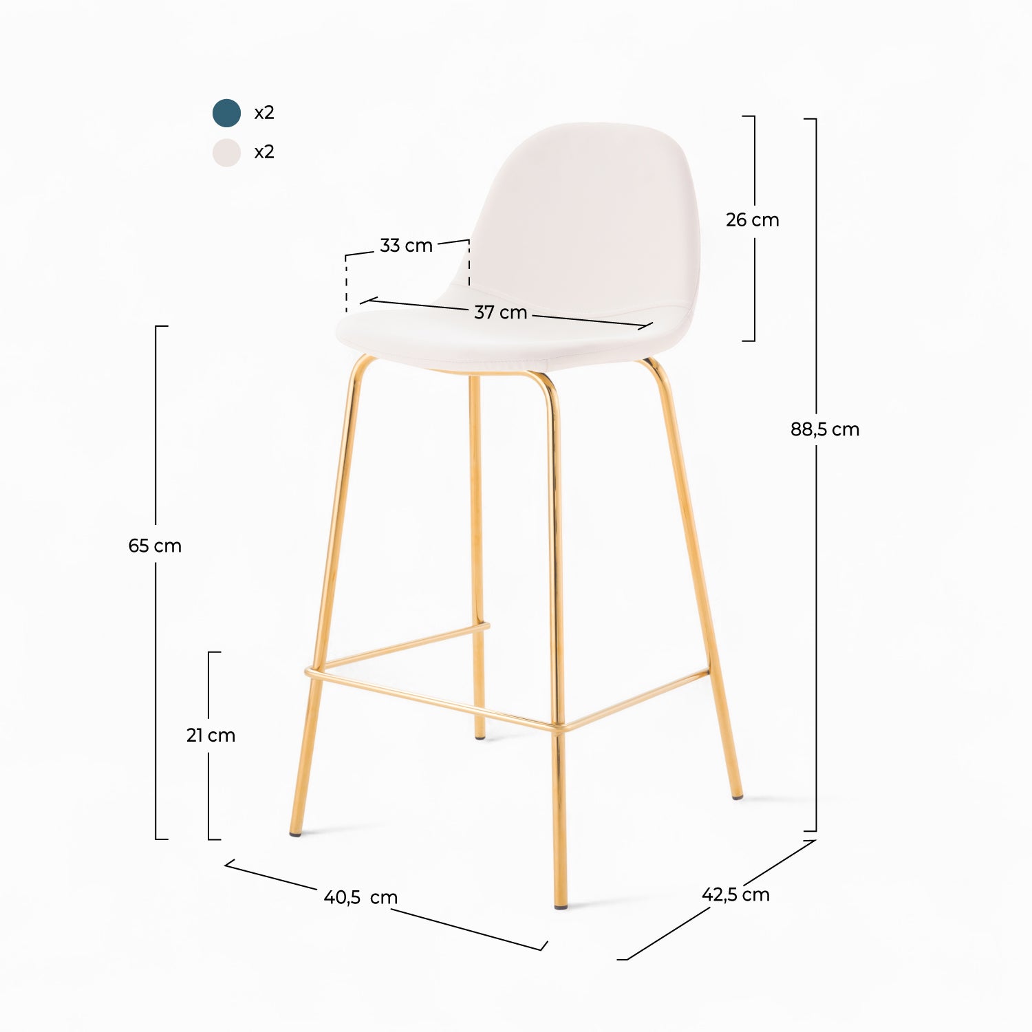 pack ilot central henrik bleu blanc 4 chaises 65cm