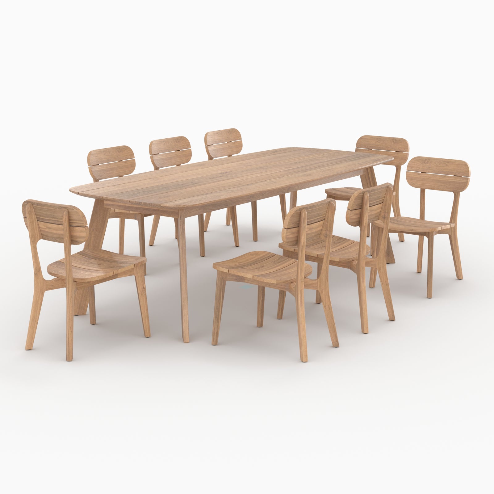 pack table et chaises de jardin lumo 8 personnes en bois de teck recycle