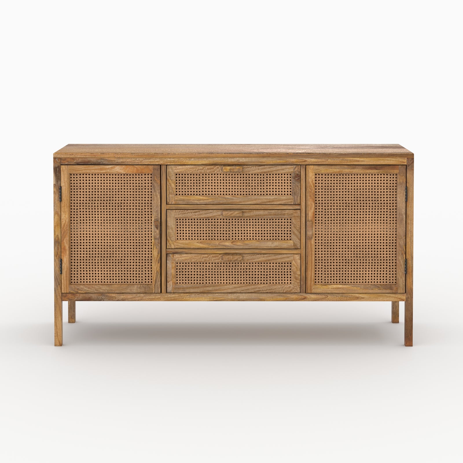 pack tiki buffet et meuble tv en bois cannage