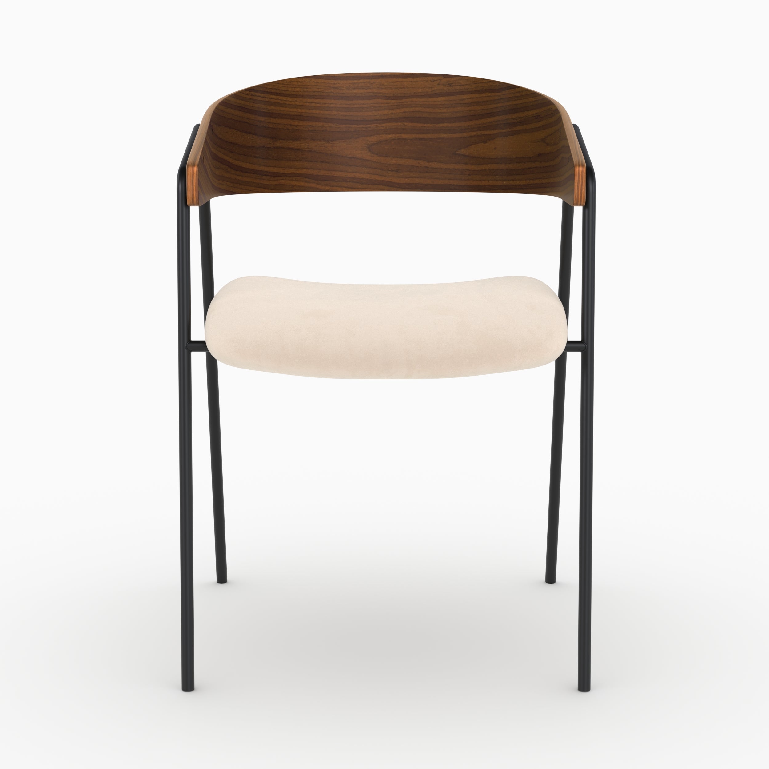 Lot de 2 chaises Esmée en velours blanc cassé et bois de noyer