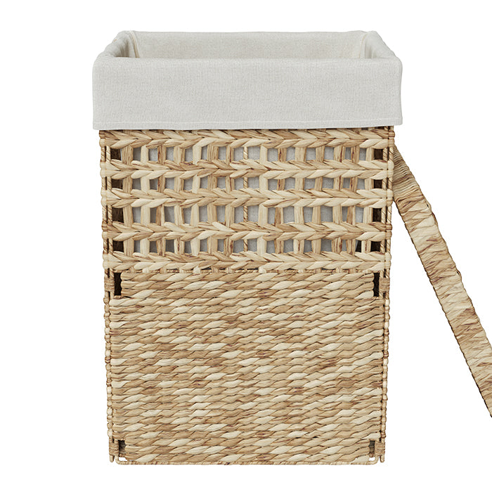 panier a linge salle de bain en fibre naturelle et lin calista