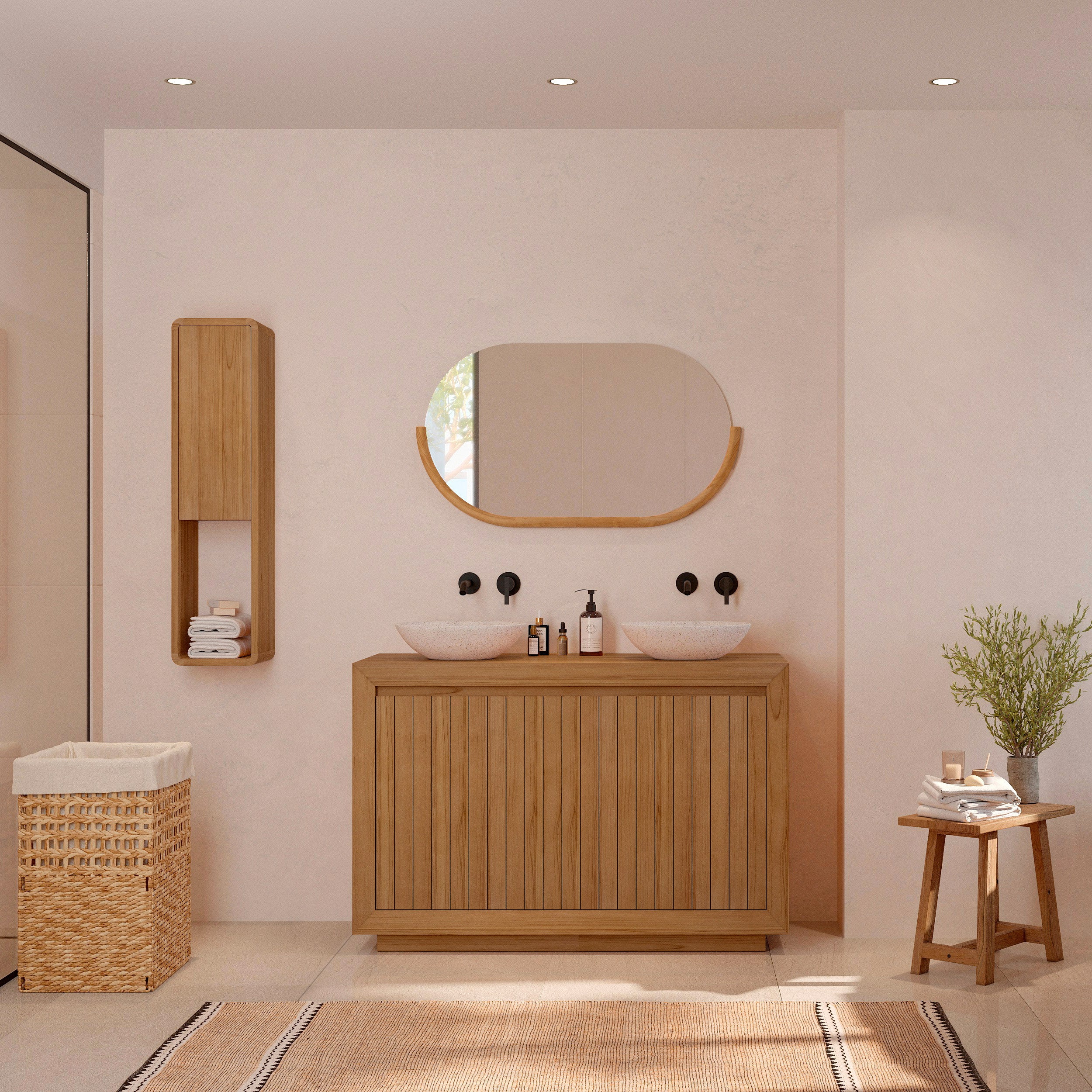 panier de salle naturel et beige