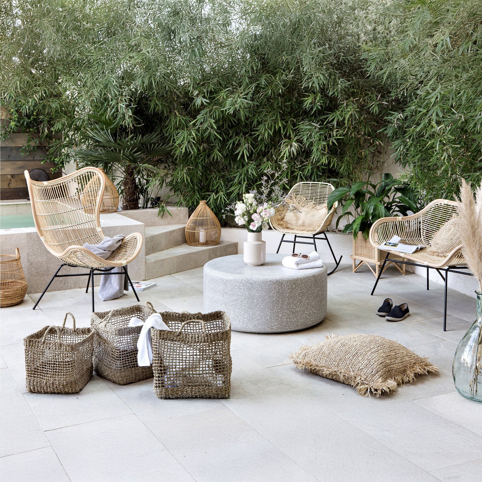 panier en fibre tresse naturelle