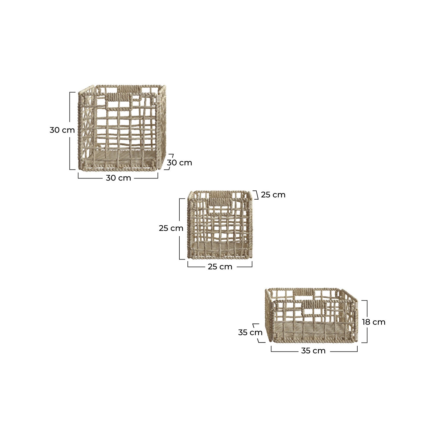 panier janice lot de 3 fibre