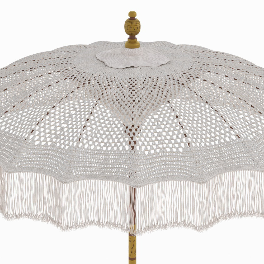 parasol macrame blanc bois de cocotier boheme fakele