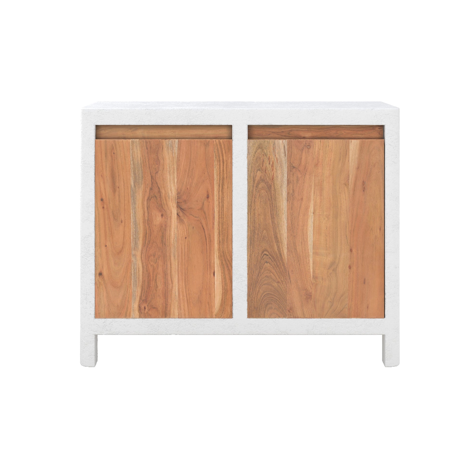 petit buffet basile en bois d acacia et beton blanc