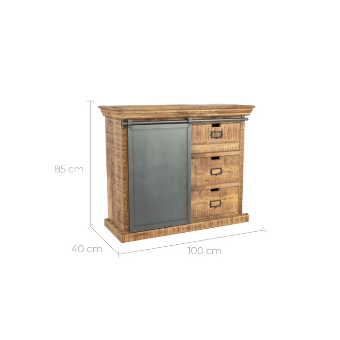 petit buffet tabuk en bois de manguier et metal