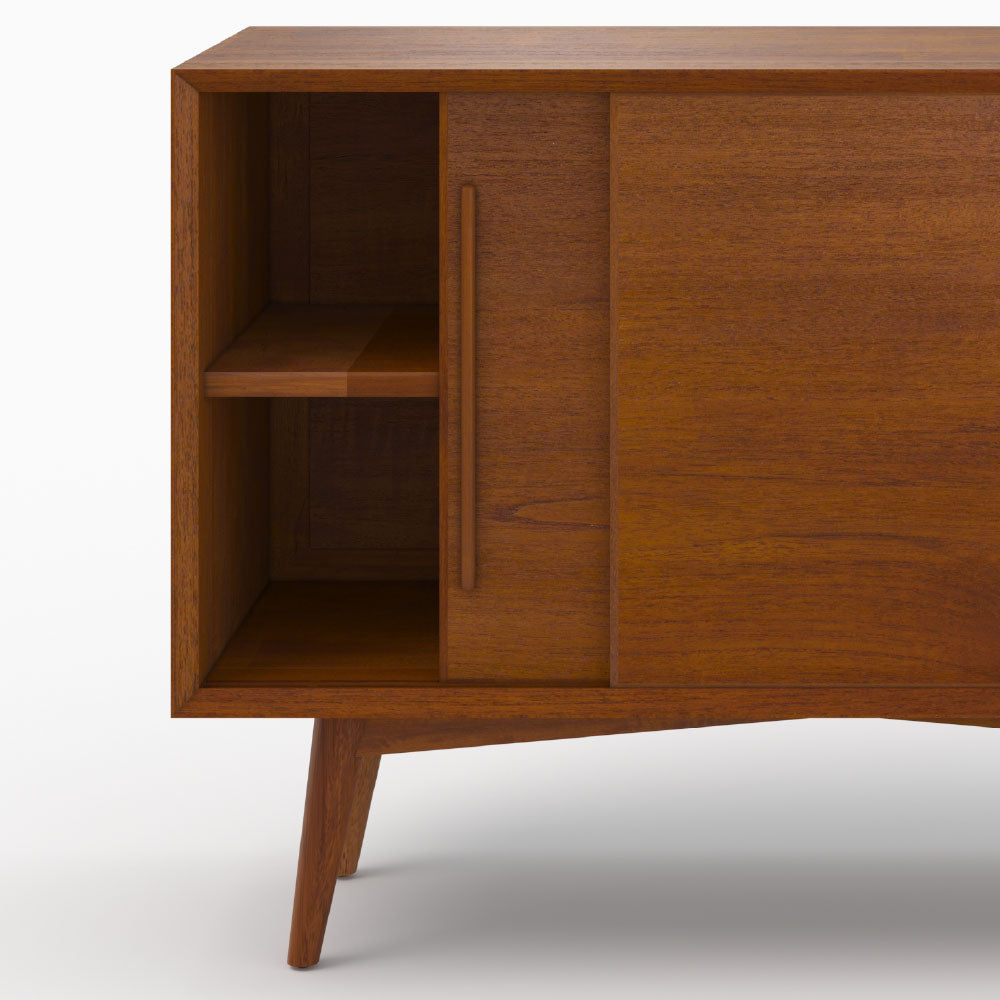 petit meuble rangement waya buffet teck massif 2 portes coulissantes