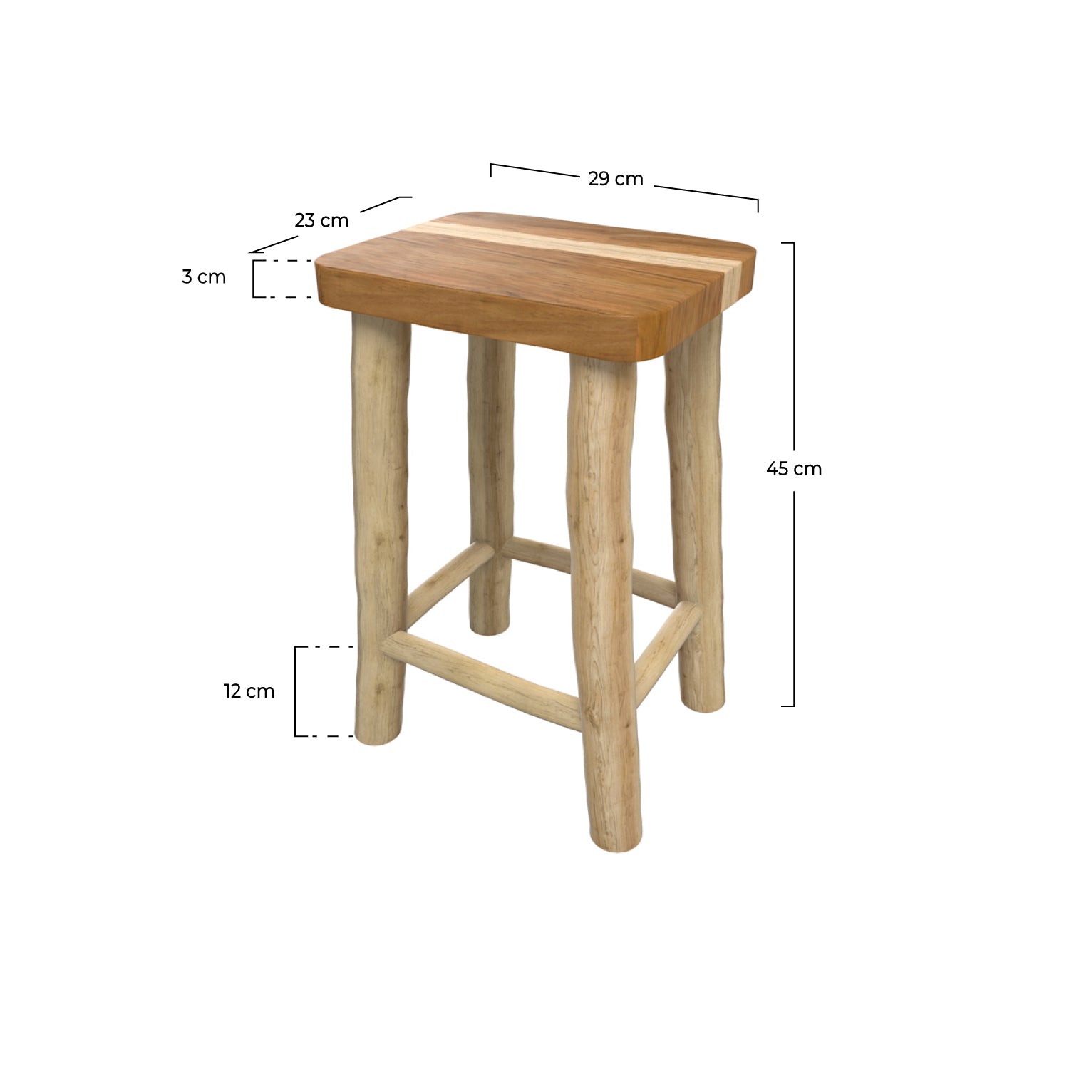petit tabouret en bois carre ika