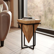 petite sellette bois clair et metal noir table appoint
