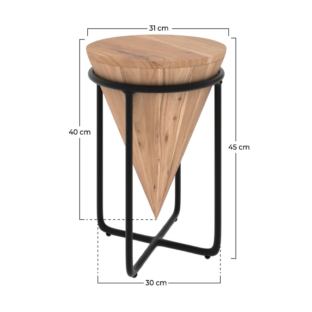 petite sellette en bois d accacia et metal taille s mafana