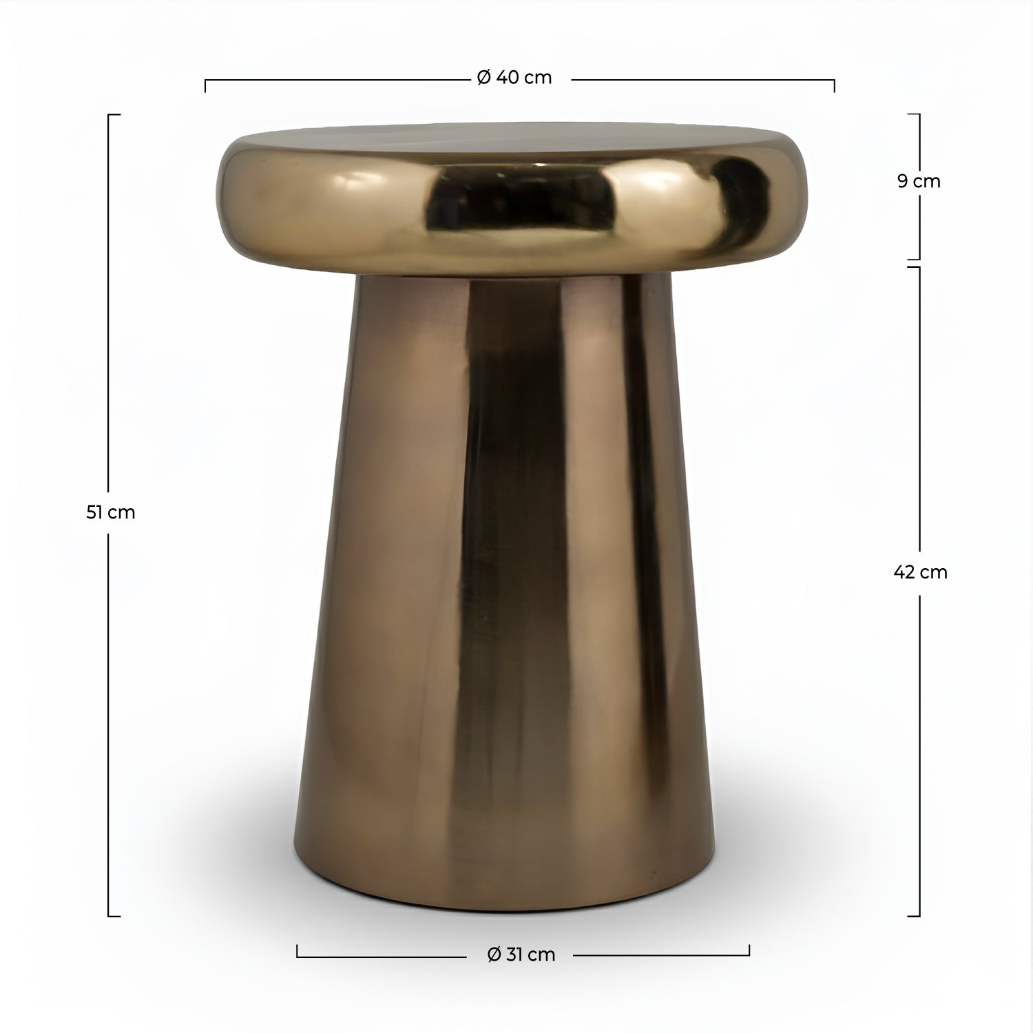 Table d'appoint Anouk en métal doré D40 cm