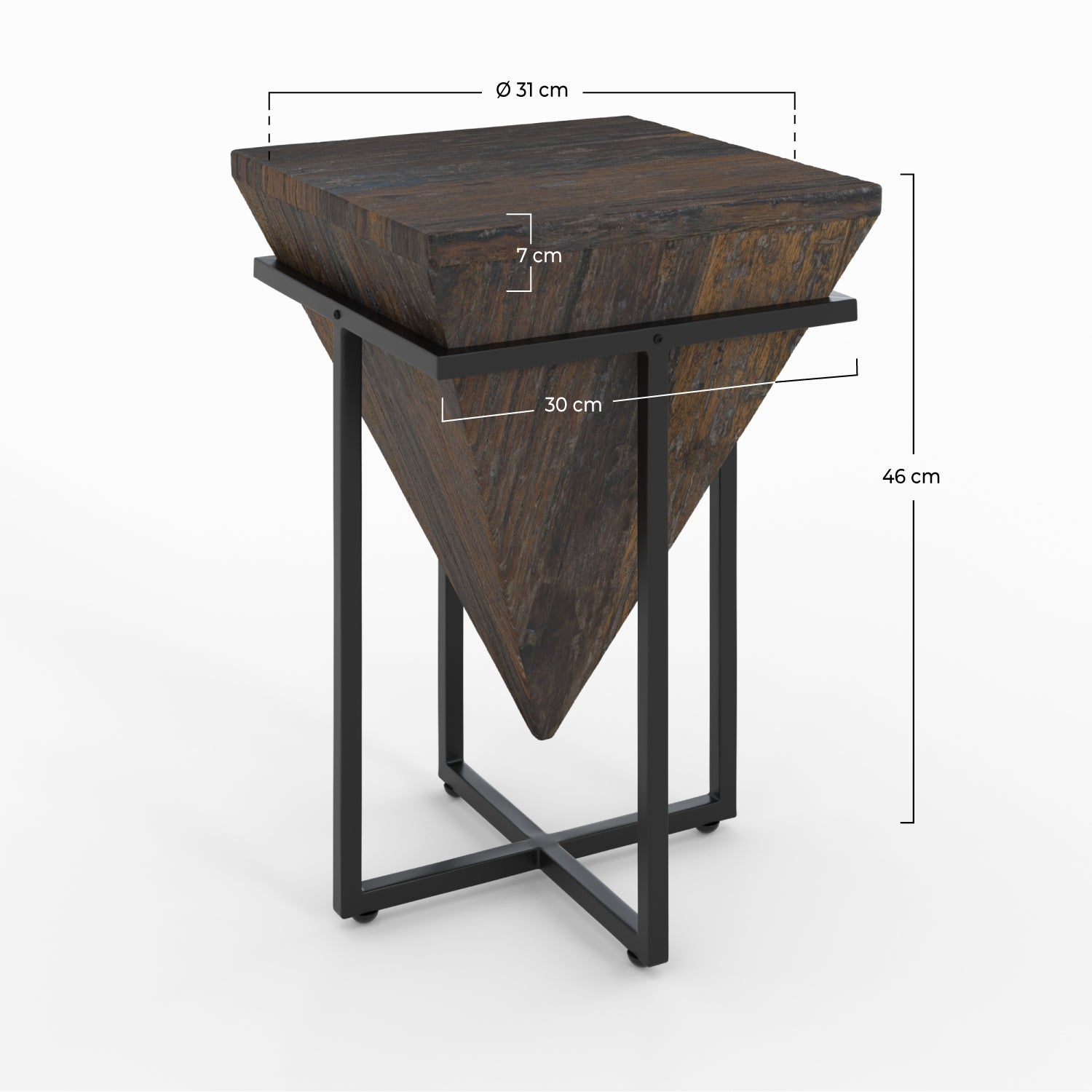 petite table d appoint en bois fonce et metal noir kara