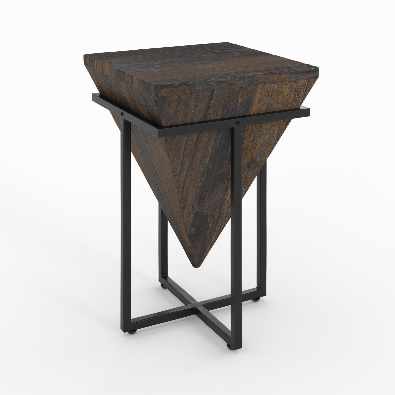 petite table d appoint kara en bois fonce metal noir