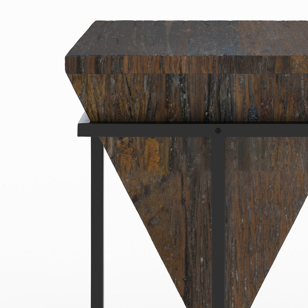 petite table d appoint kara en bois marron fonce et metal noir