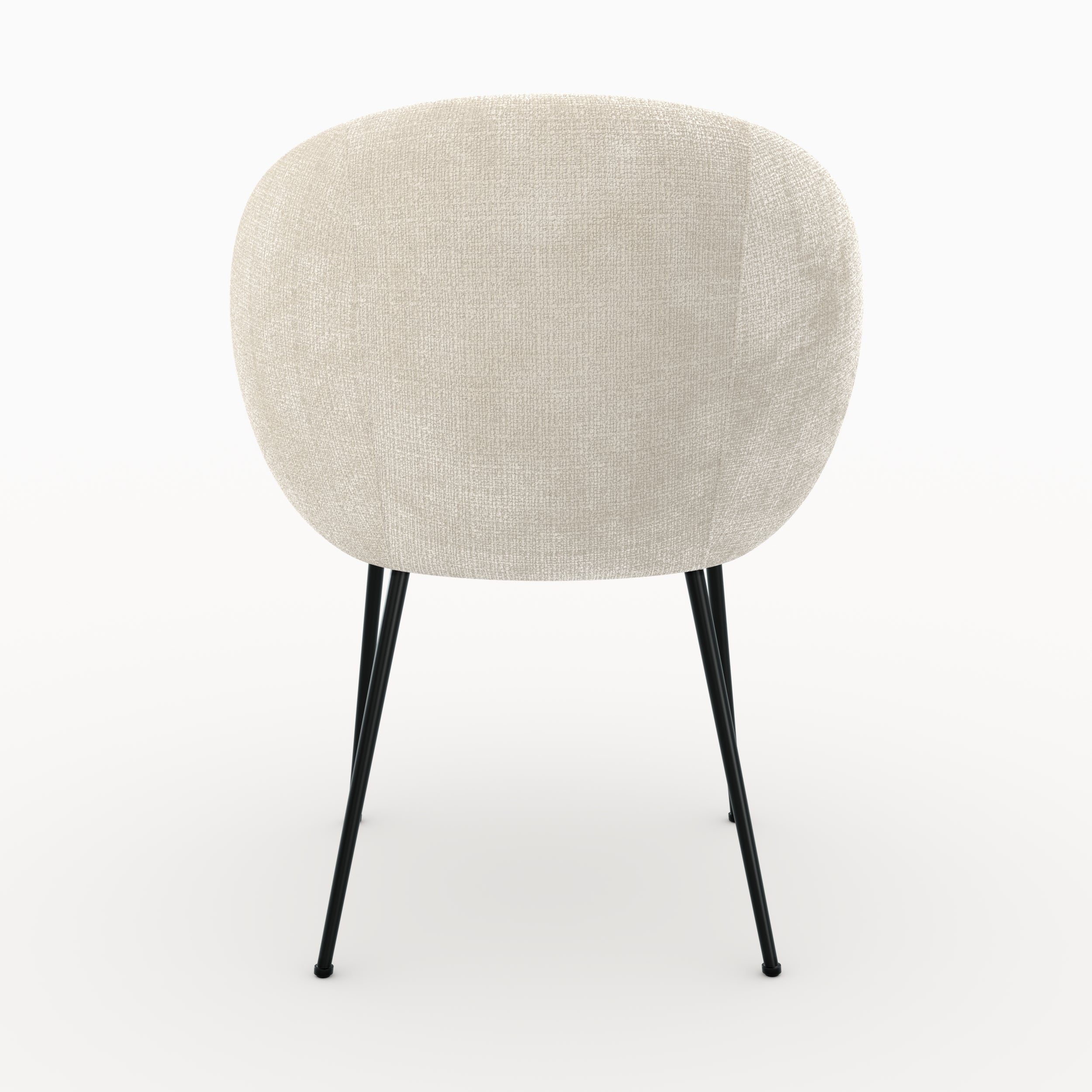 Chaise Bloomy en velours chenillé écru et métal noir