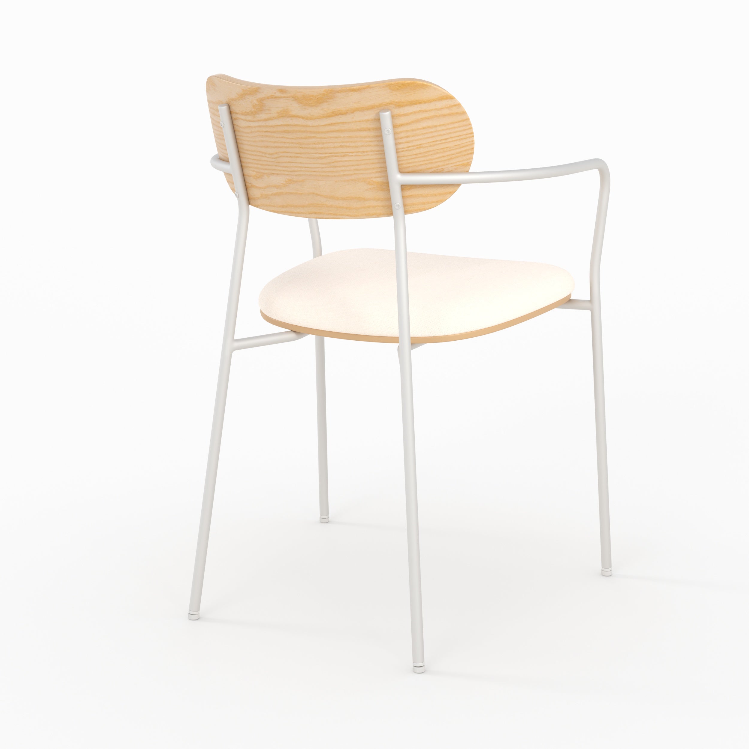 Lot de 2 chaises Marine en tissu beige et placage en bois clair