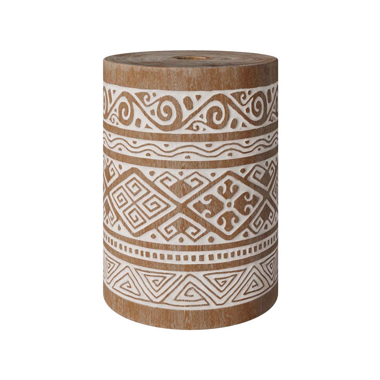 pied de parasol ali en bois de suar et gravures blanches