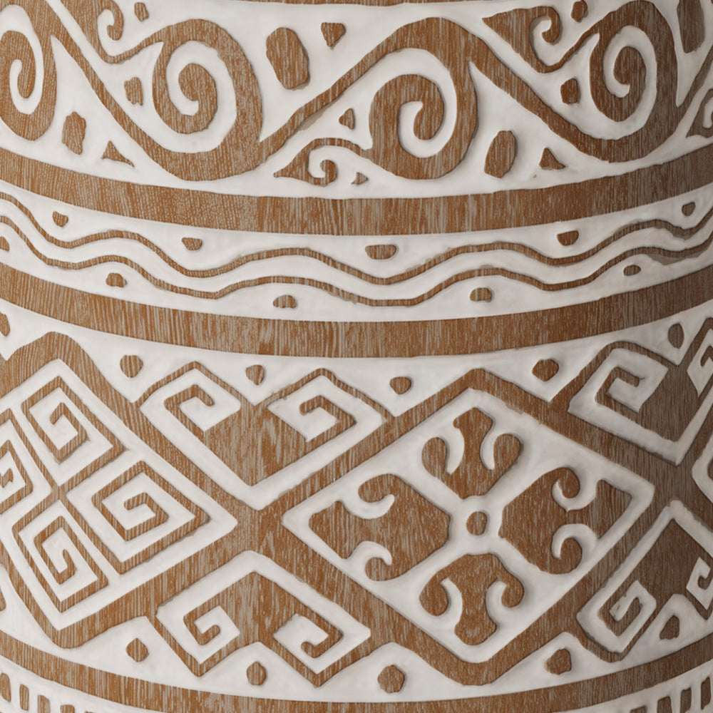 pied de parasol en bois de suar et gravures blanches ali