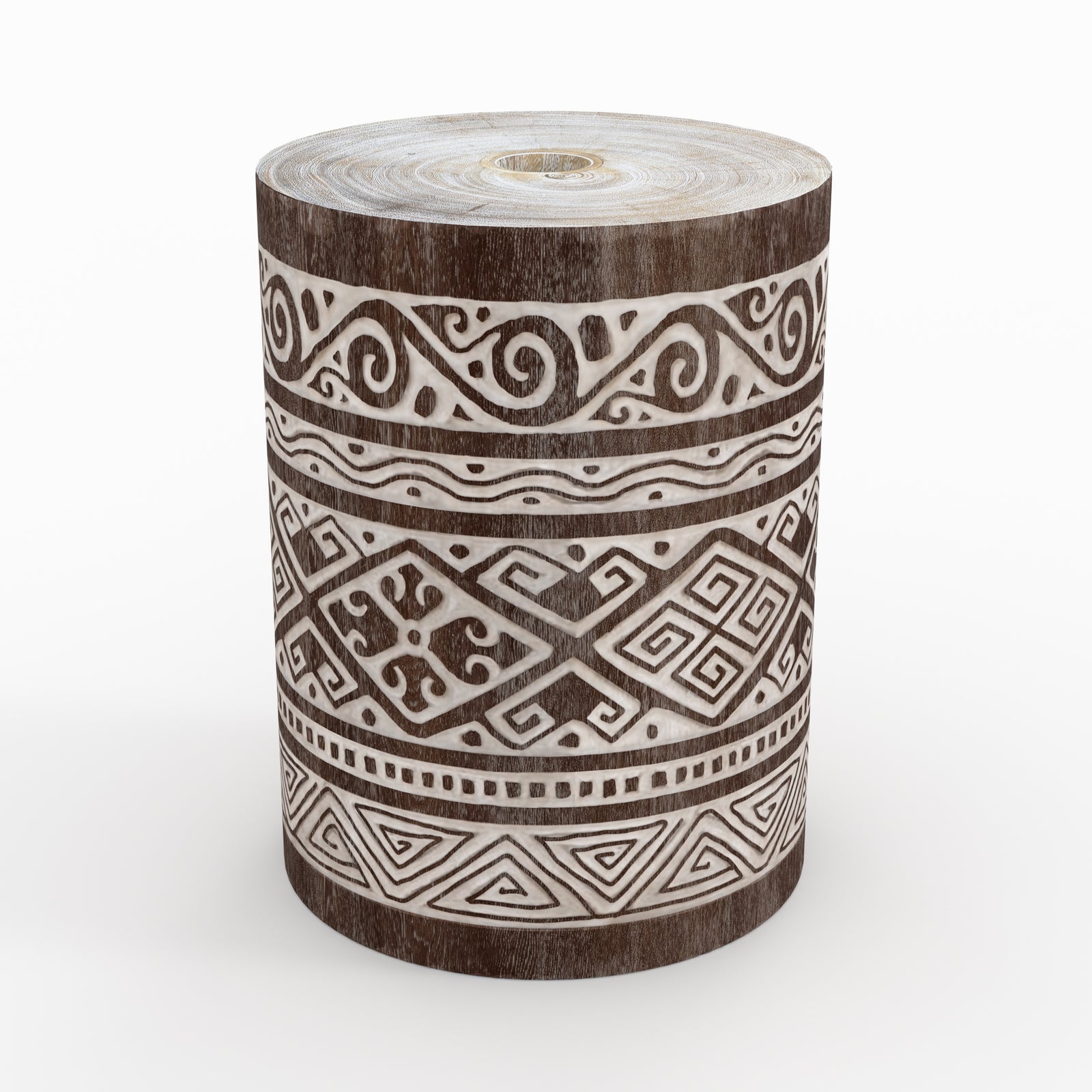 pied de parasol taga bois de suar et gravures blanches