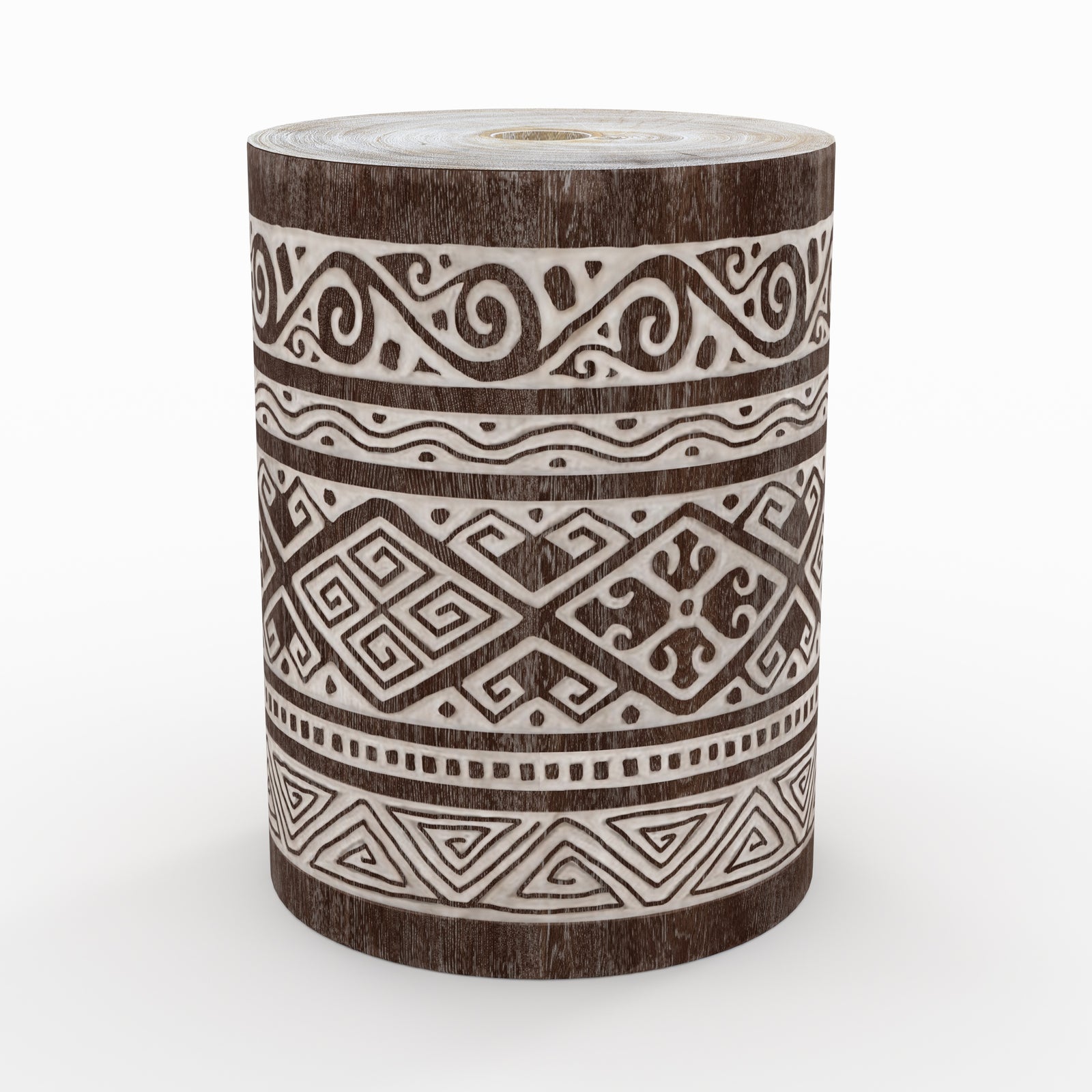 pied de parasol taga en bois de suar et gravures blanches