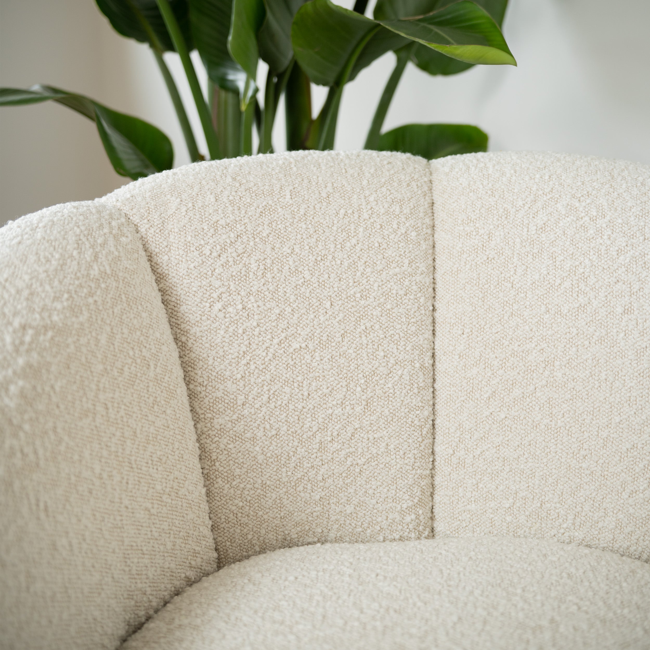 pied en bois pivotant yse tissu boucle blanc