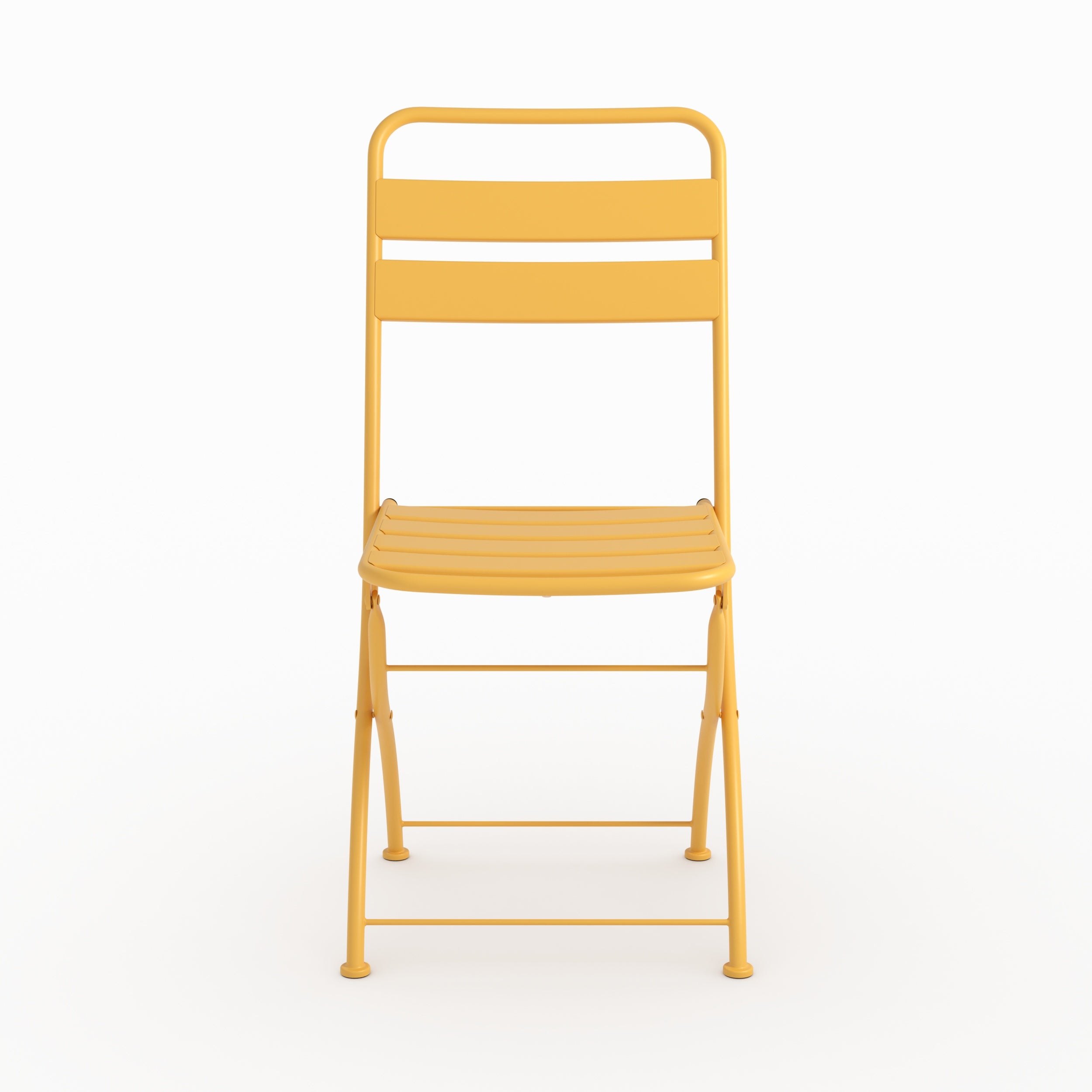 Lot de 2 chaises de jardin Yumi en métal jaune beurre, pliantes