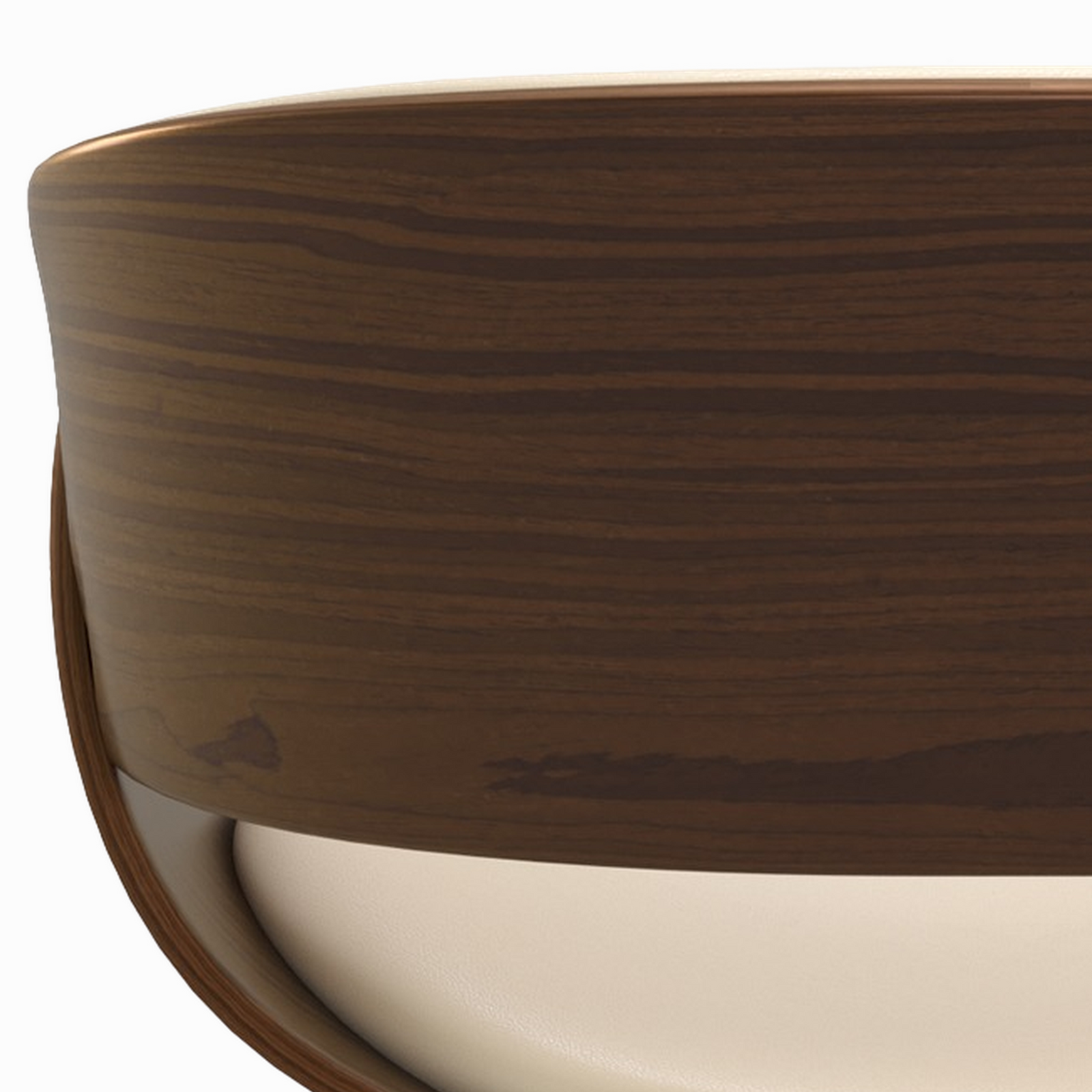 polo chaise beige en cuir synthetique et pieds en bois plaque noyer