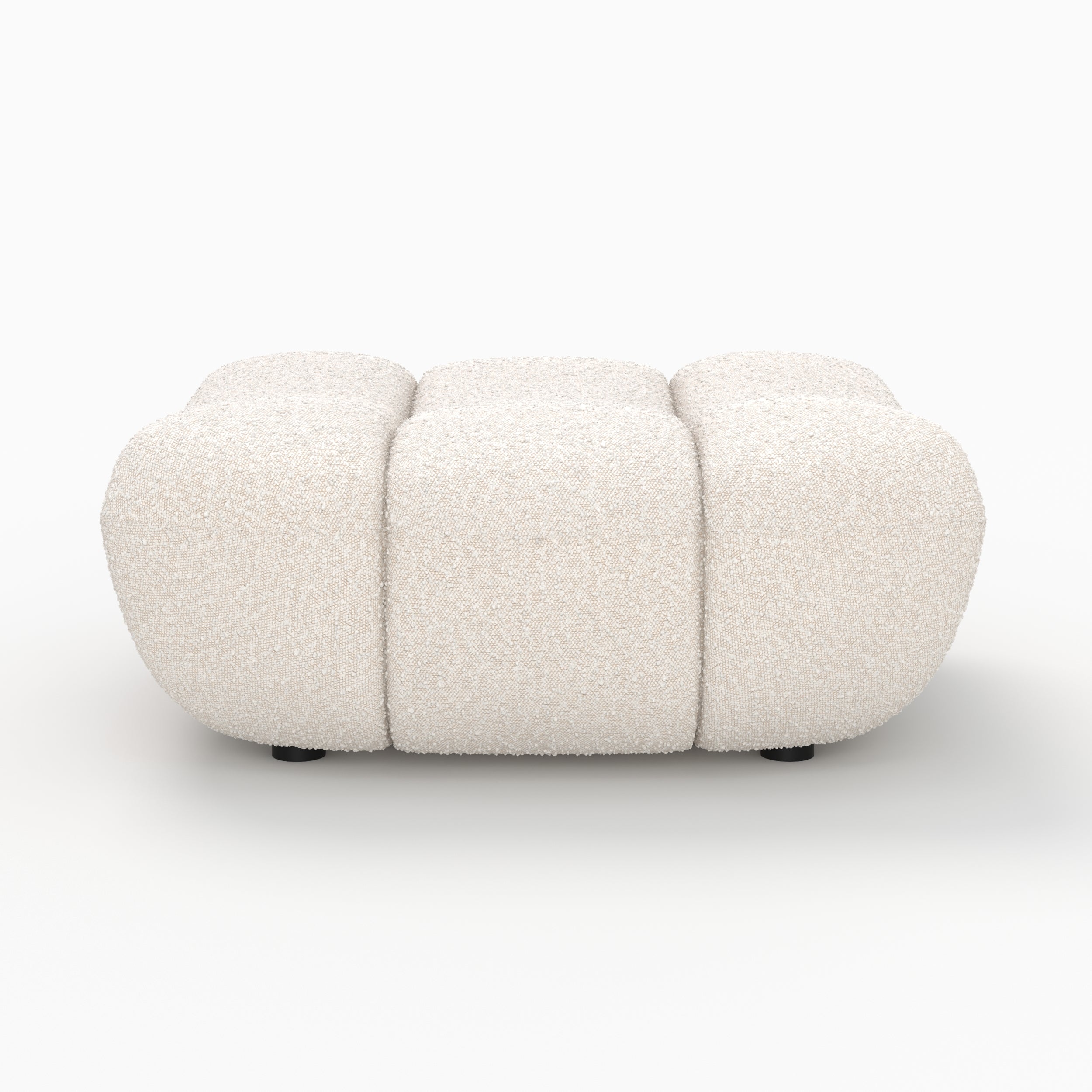 Ensemble fauteuil et pouf Teddy en tissu bouclé blanc