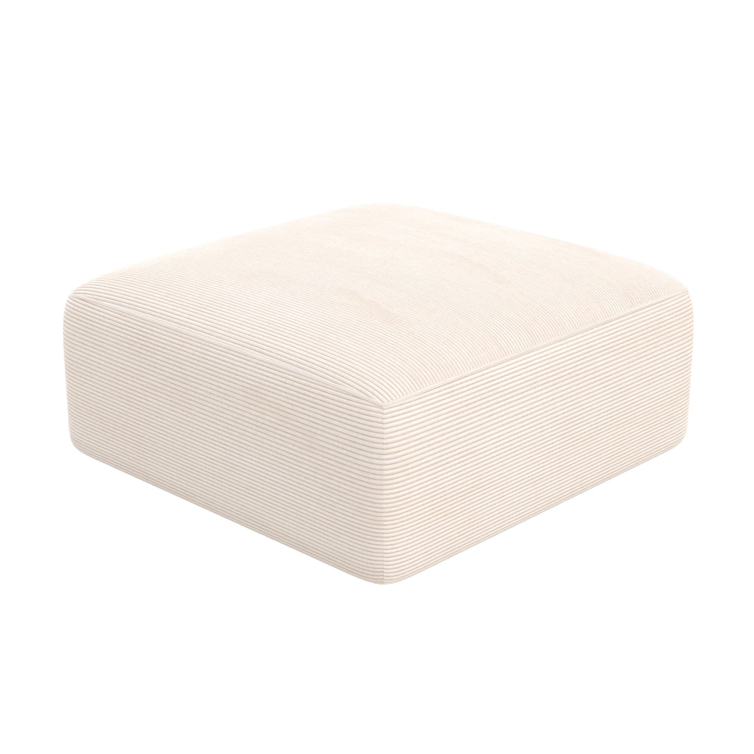 Pouf Mina quadrato per divano modulare in velluto bianco sporco