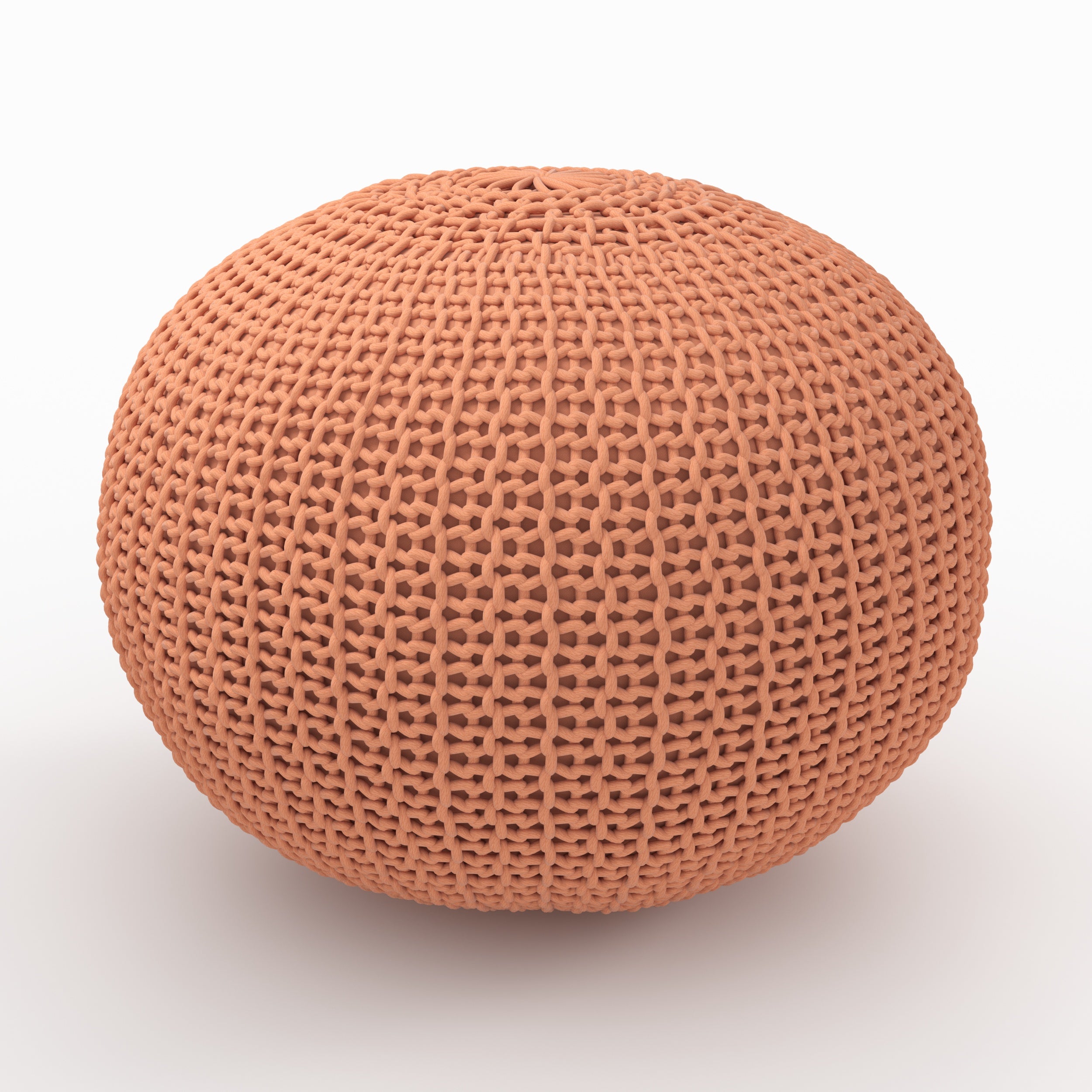 pouf elisa en tricot rose poudre diametre 40 cm
