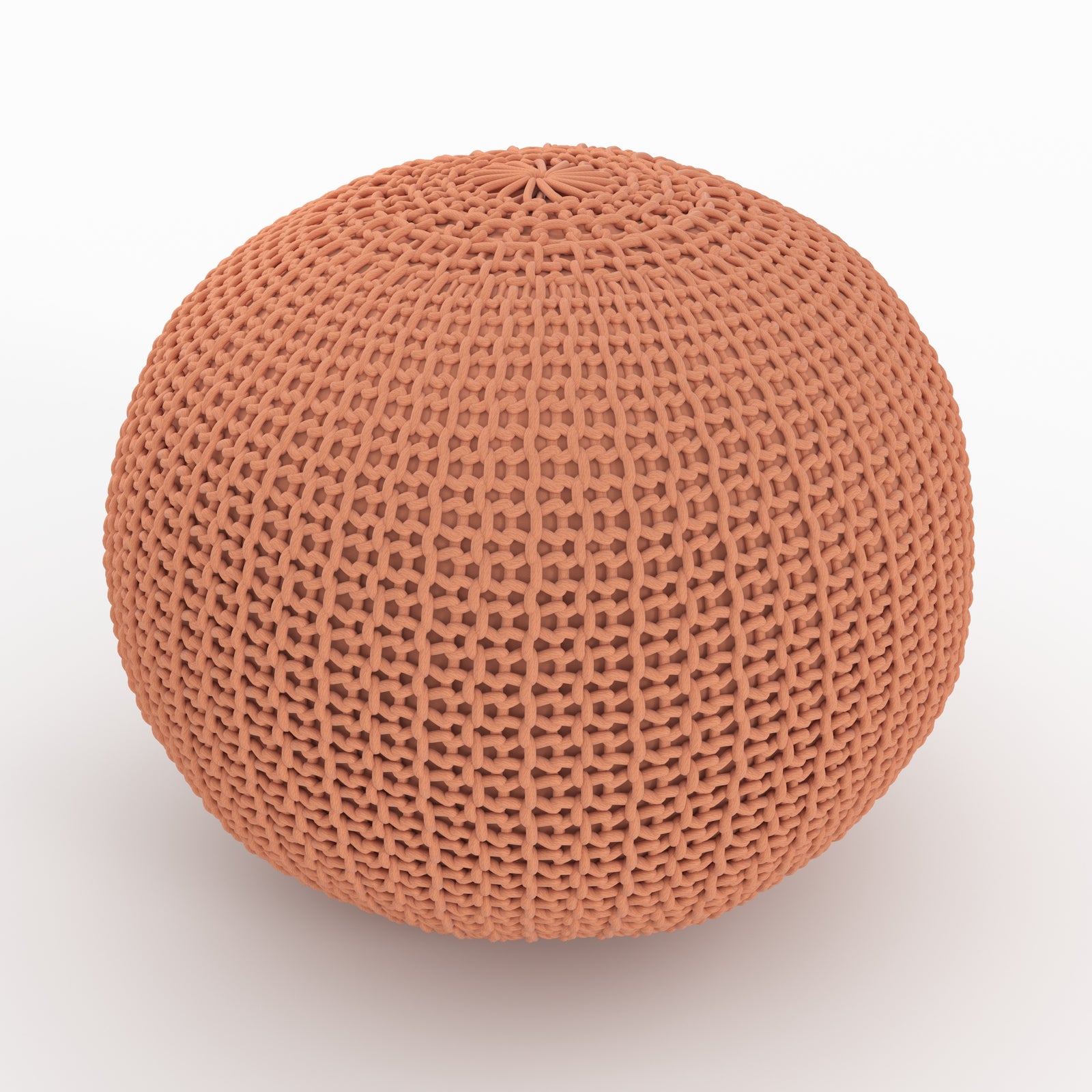 pouf elisa tricot rose poudre diametre 40 cm