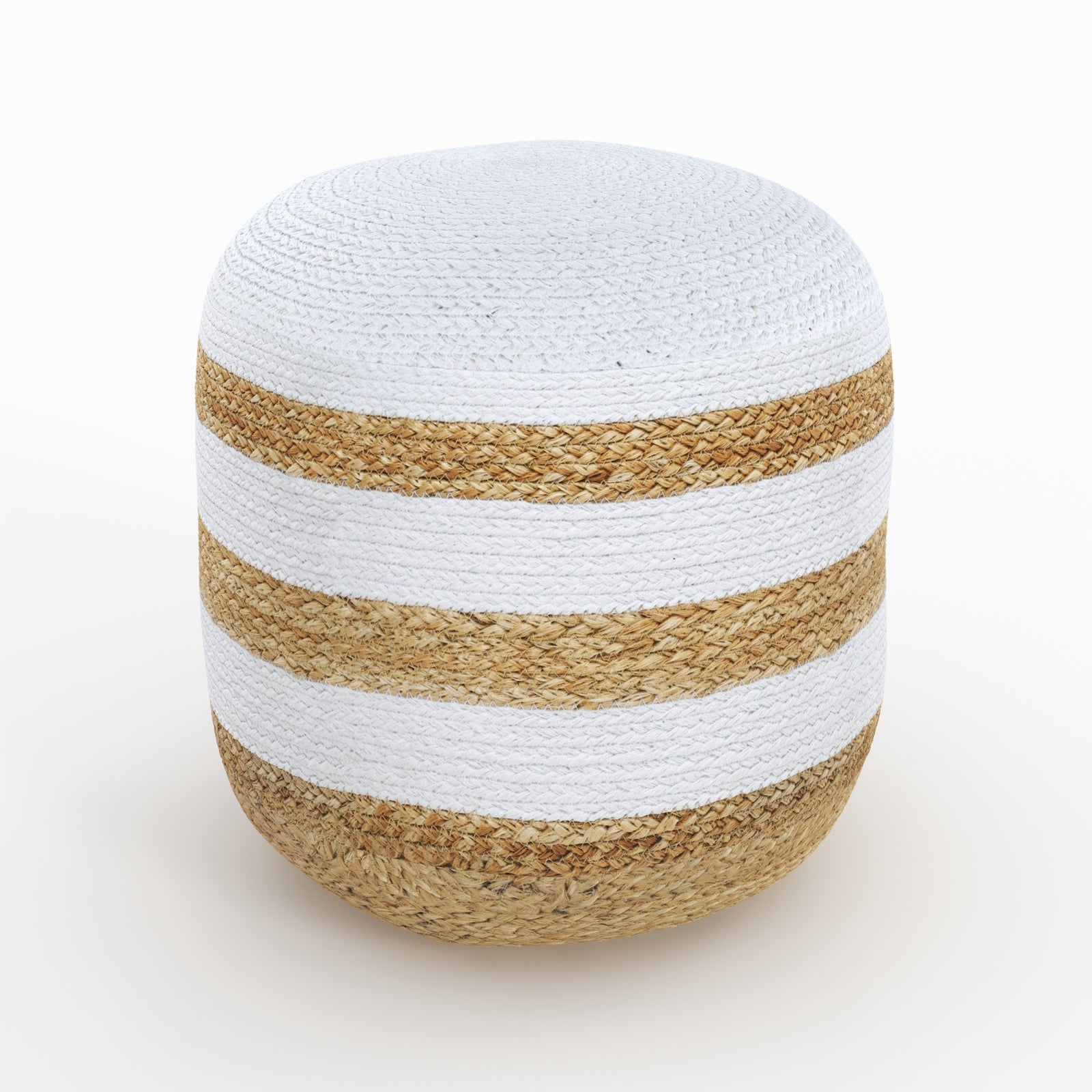 pouf en jute 3 rayures blanches naturel billy