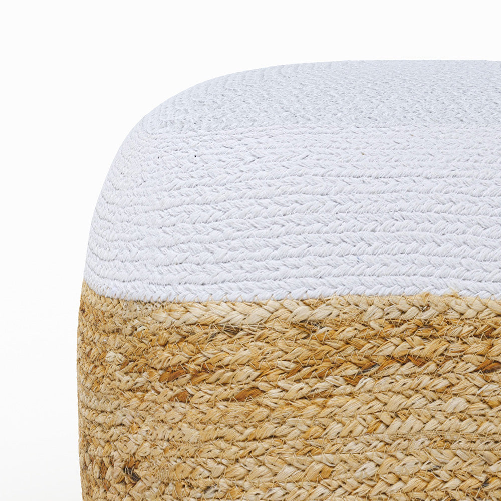 pouf en jute beige et blanc diametre 40 cm billy