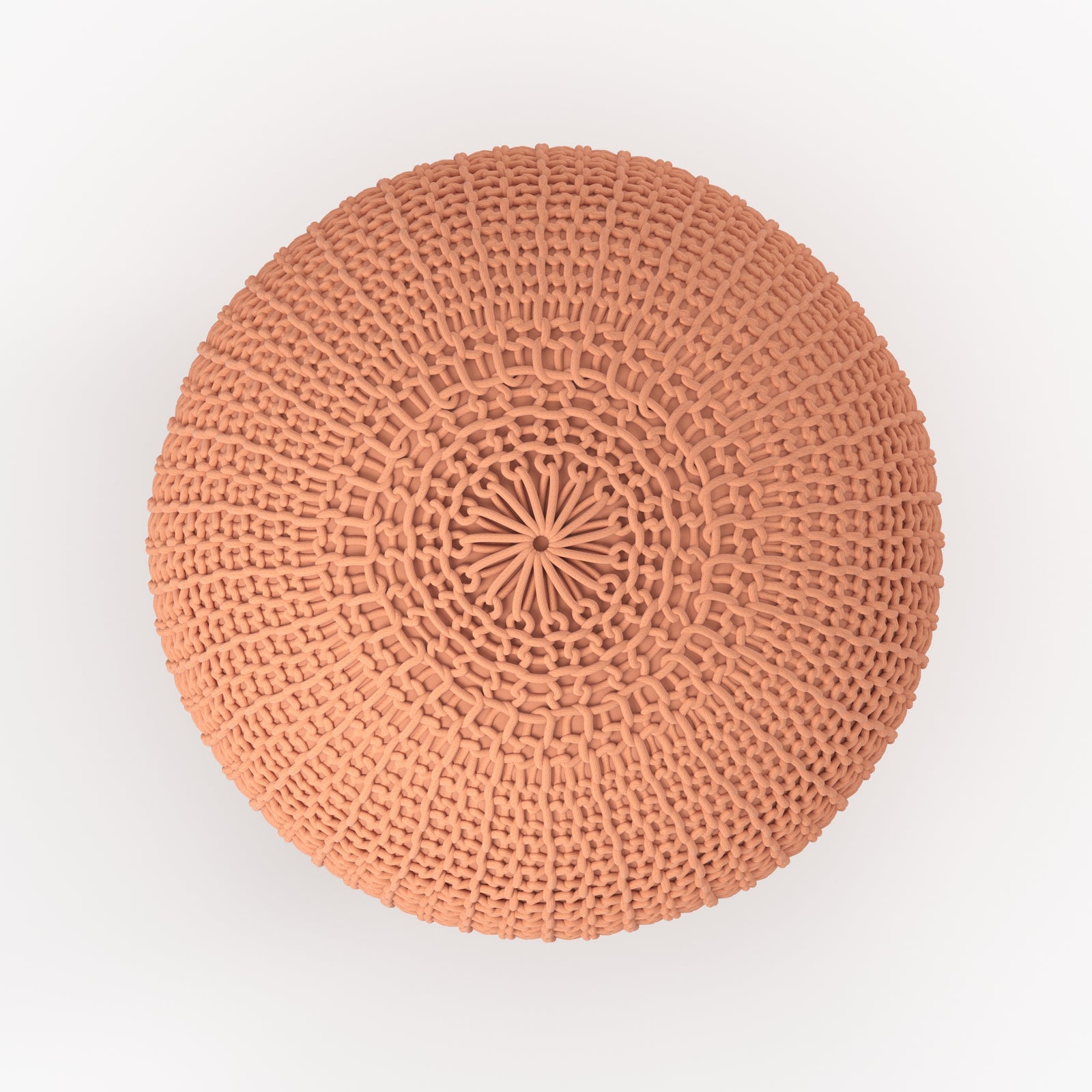 pouf en tricot rose poudre diametre 40 cm elisa