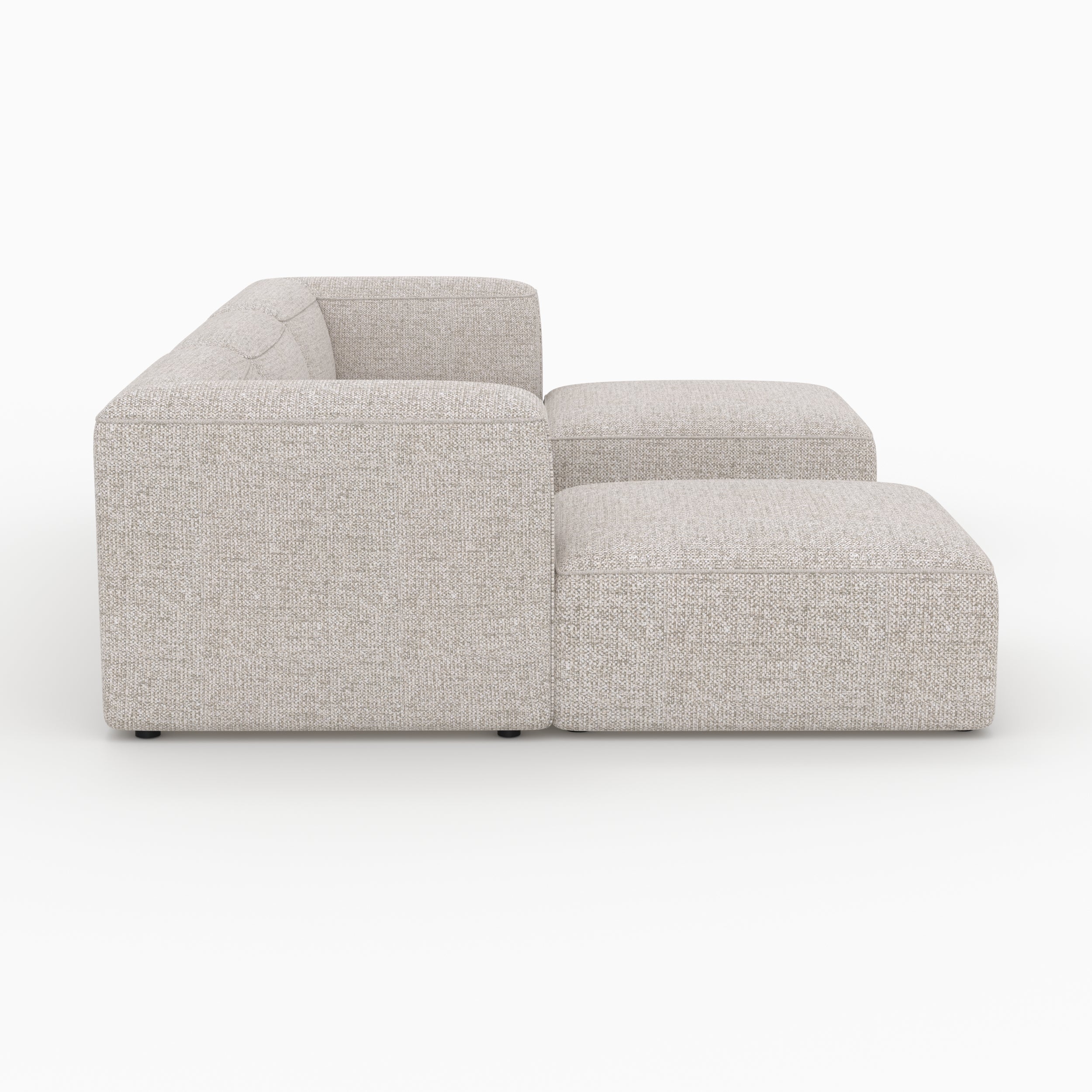 Canapé modulable Mina en tissu beige 3 places avec pouf
