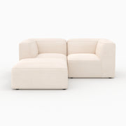 Canapé modulable Mina en velours blanc 2 places avec pouf