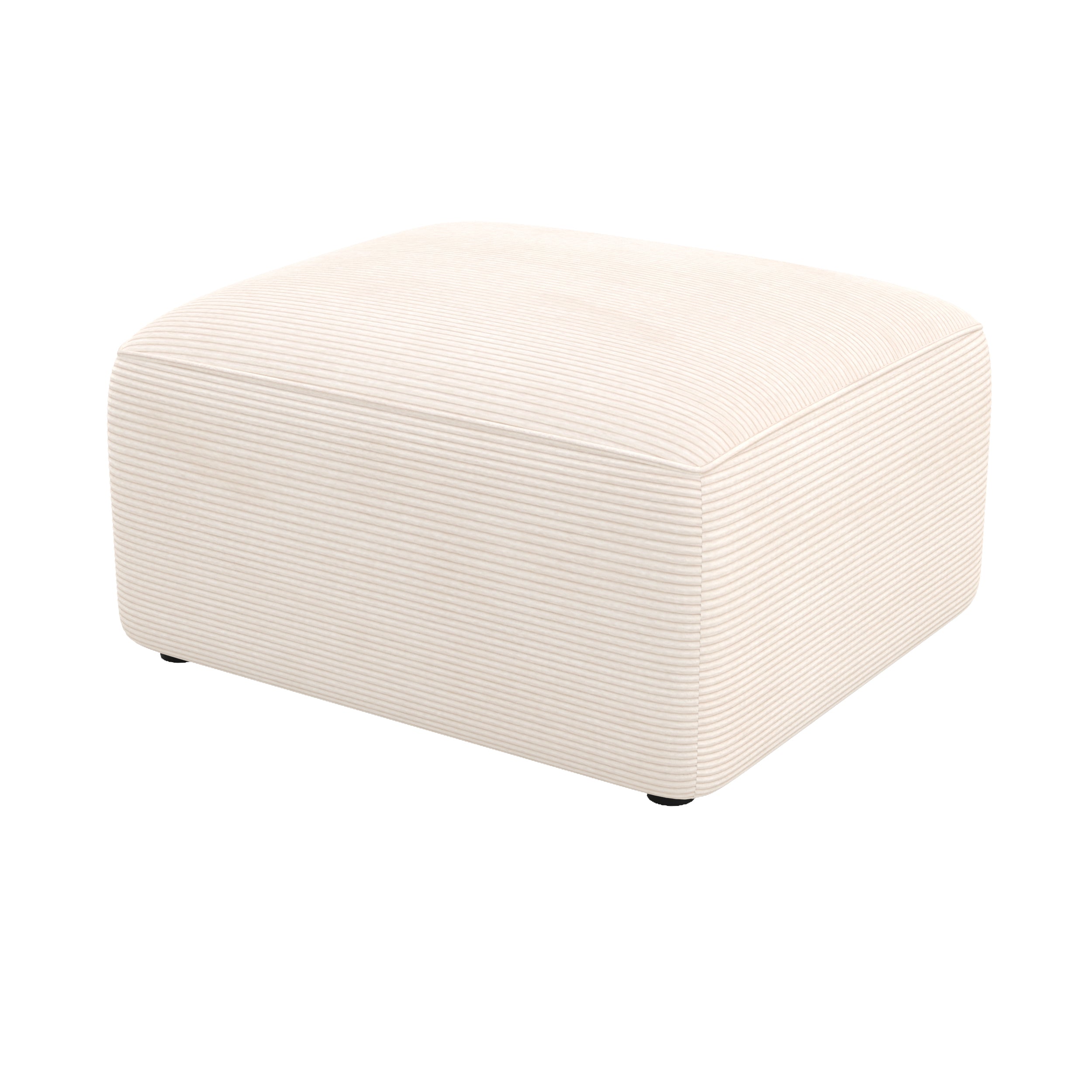 Pouf Mina rettangolare per divano modulare in velluto bianco sporco